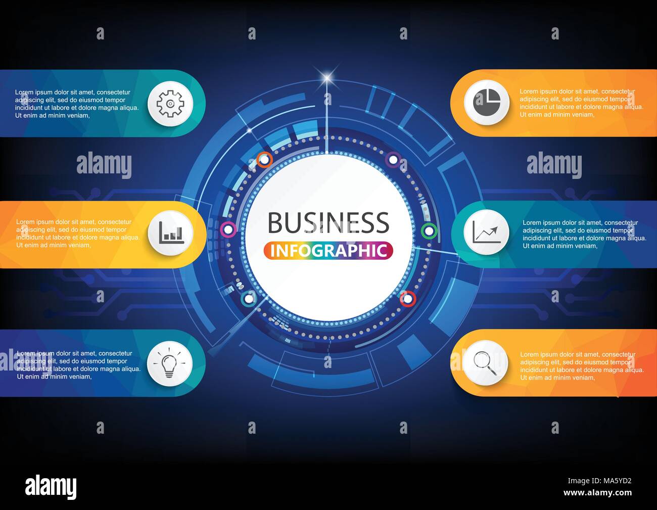 Geschäftlicher Daten Visualisierung. Prozessablauf. Abstrakte Elemente der Grafik, Diagramm mit den Schritten, Optionen, Teile oder Prozesse. Vector Business Template für Stock Vektor