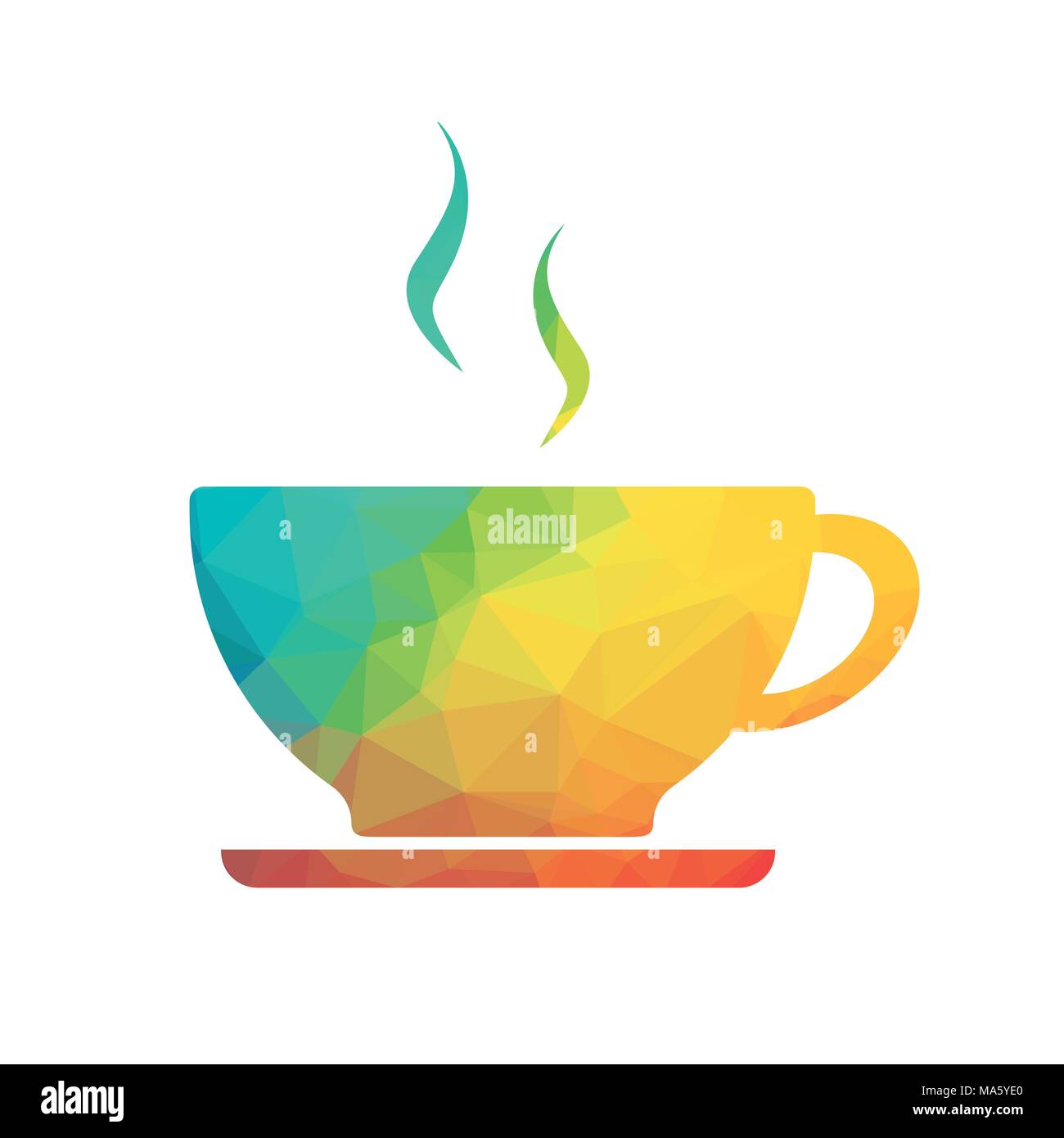 Low Poly Tasse Kaffee auf einem weißen Hintergrund. Vector Illustration Stock Vektor