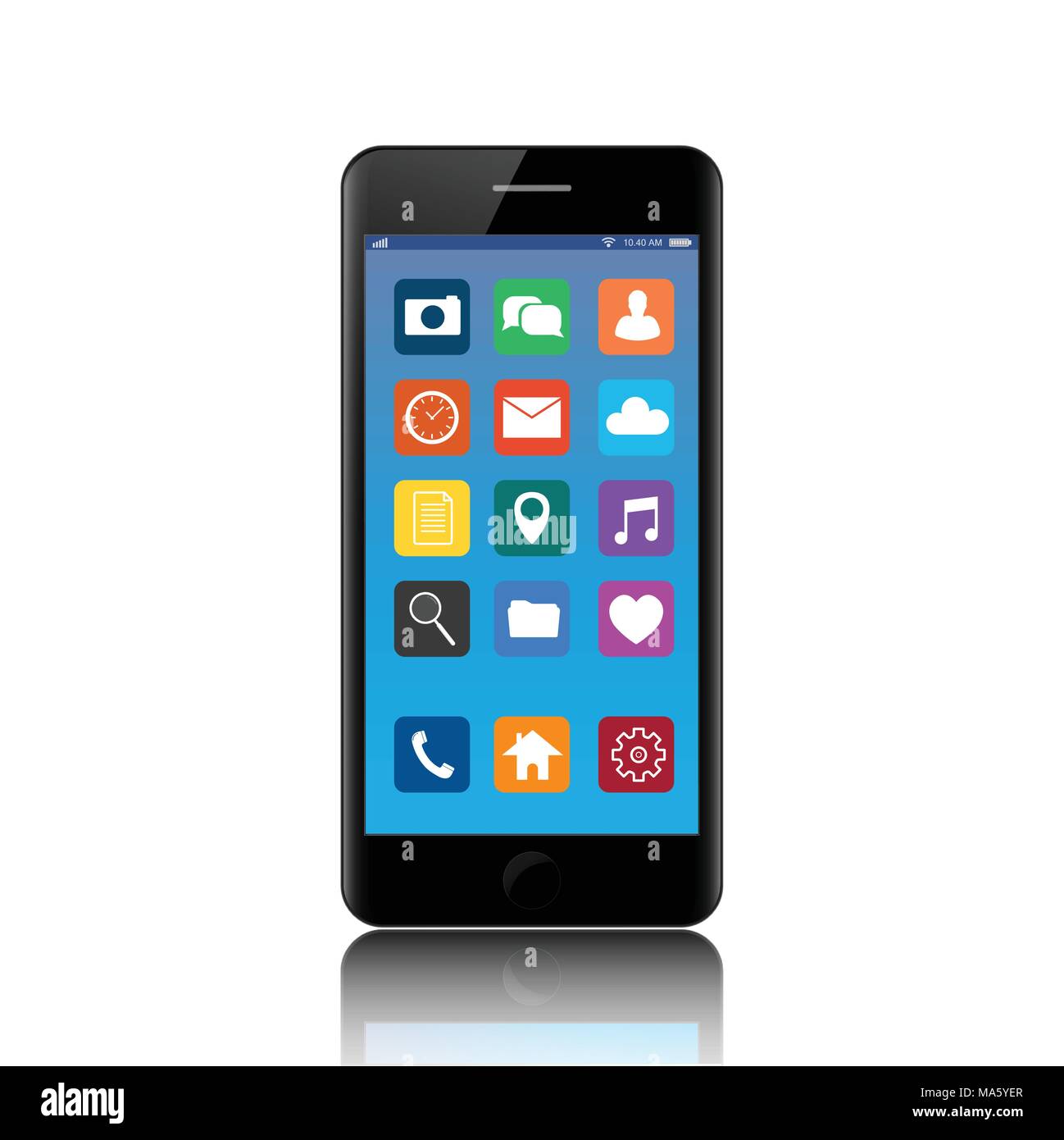 Neue realistische Smart Phone, modernen Stil. Vektor Smartphone mit ui Symbole. auf weißem Hintergrund. Stock Vektor