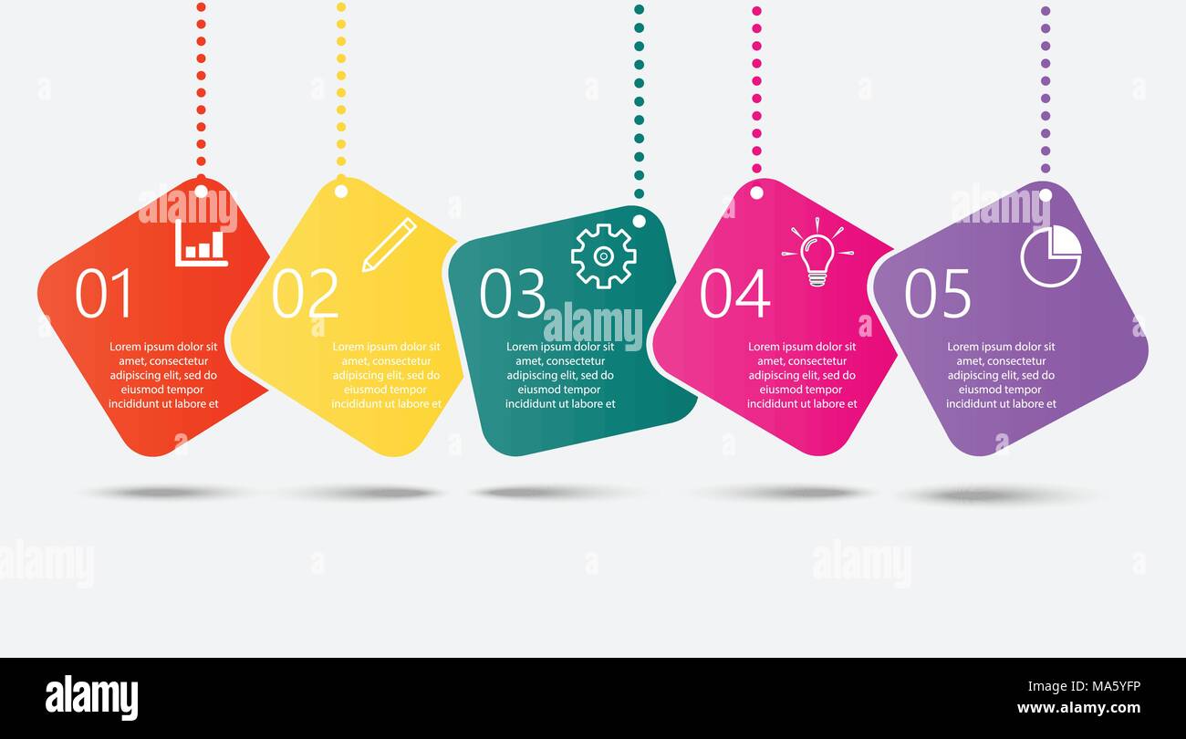 Timeline Infografiken design Vorlage mit 5 Optionen, Prozessdiagramm, Vector EPS 10 Abbildung Stock Vektor