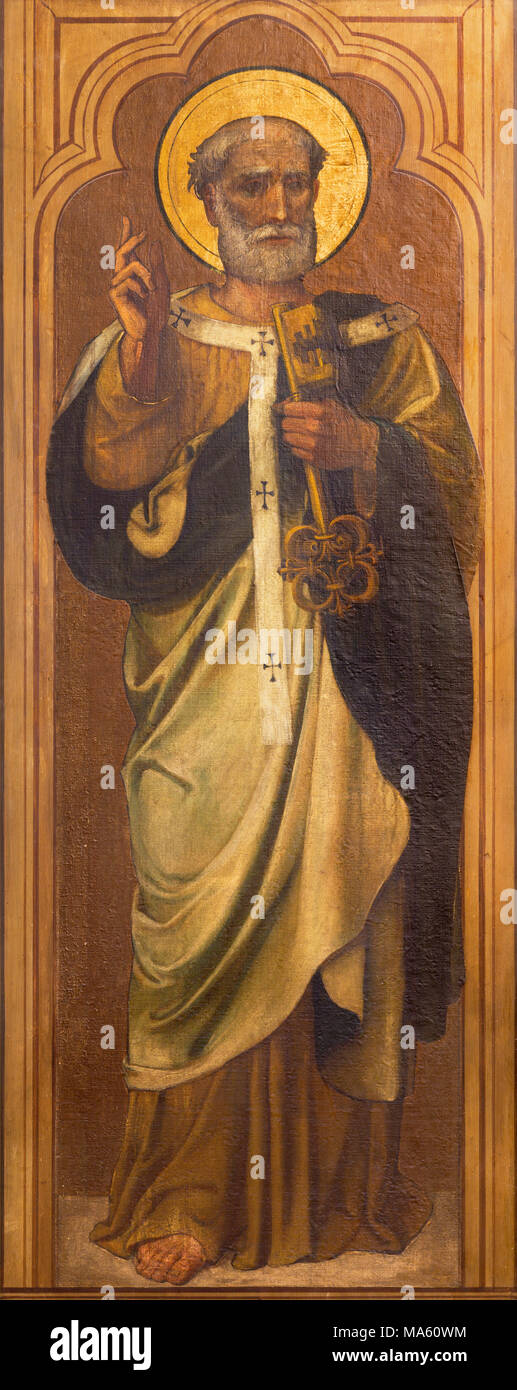 LONDON, Großbritannien - 17 September, 2017: Die Malerei von St. Peter der Apostel in der Kirche St. Marys Cadogan, die Straße. Stockfoto