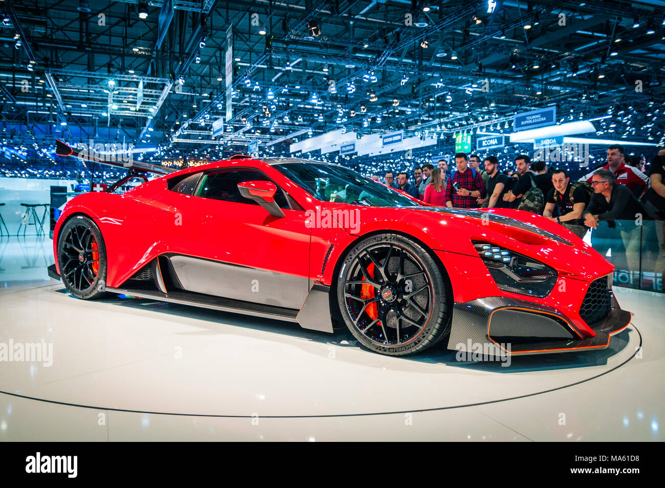 Genf, Schweiz - 17 März 2018: Zenvo TSR-S Superfast Sport Auto auf dem 88. Internationalen Automobilsalon in Genf präsentiert. Stockfoto