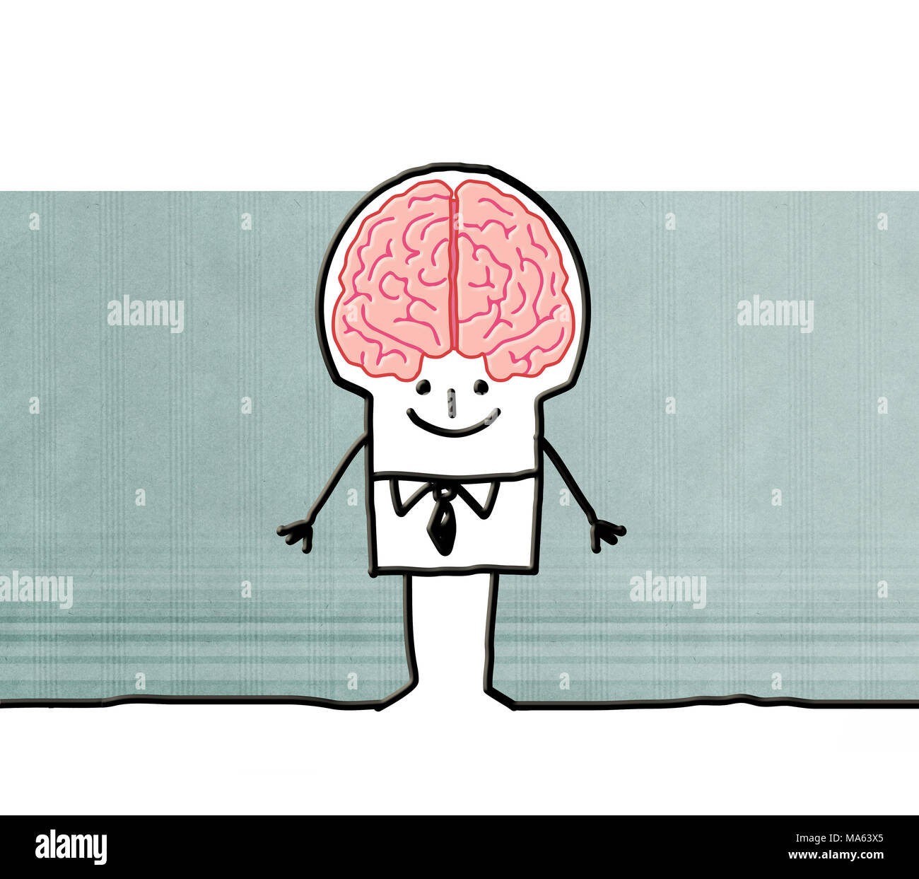 Cartoon Mann mit Big Brain Stockfoto