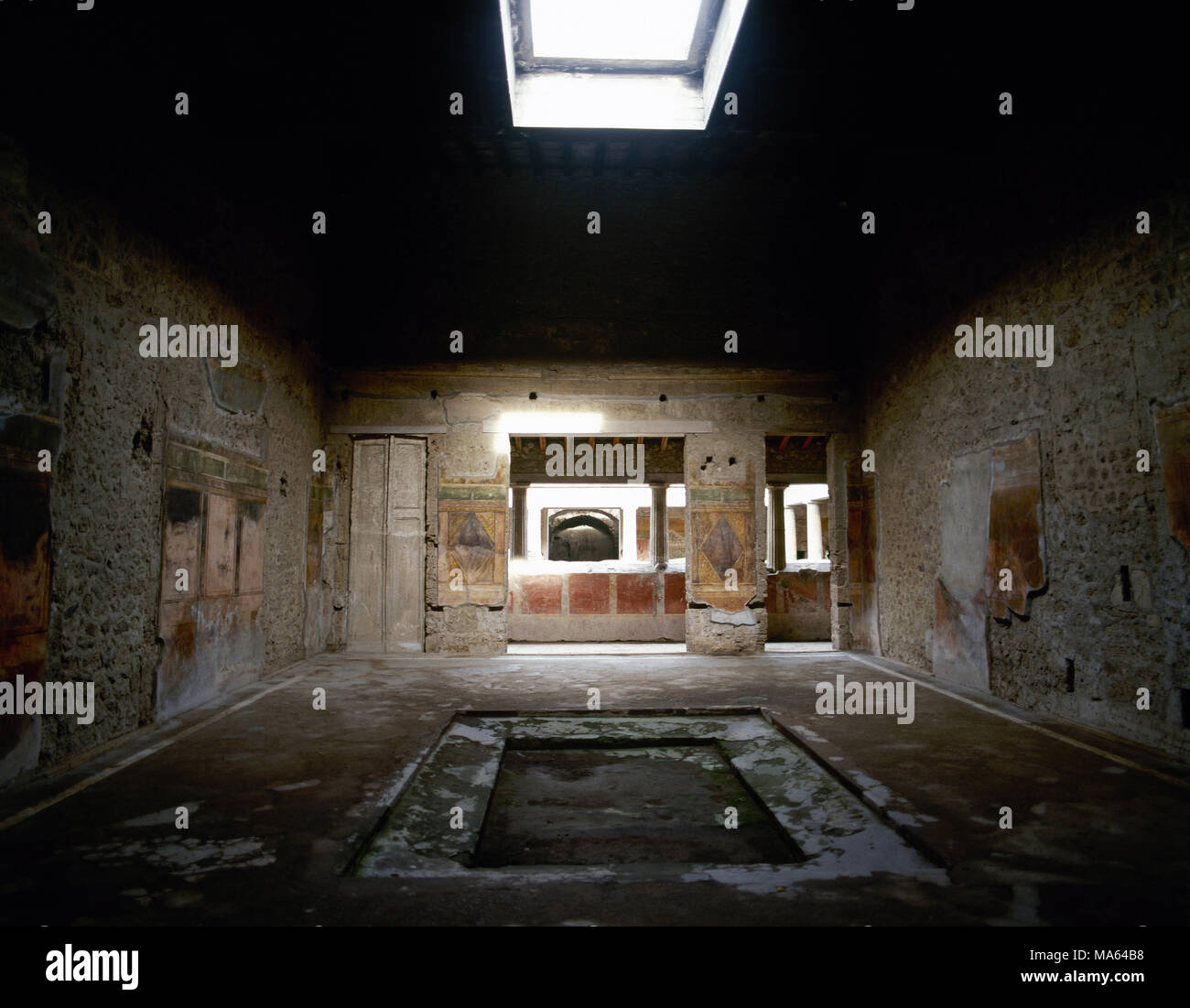 Pompeji. Alte römische Stadt. Villa der Geheimnisse. Blick auf eines der Zimmer. Jahrhundert v. Chr.. Kampanien, Italien. Stockfoto