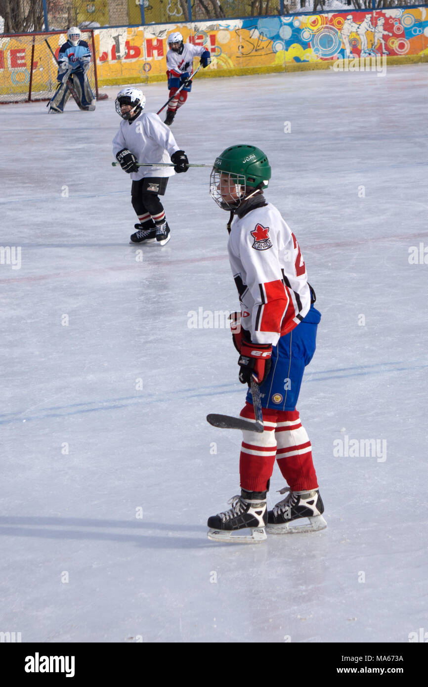 Männer spielen Hockey mixed Media - Russland Berezniki vom 13. März 2018 Stockfoto