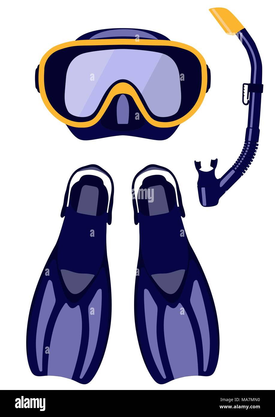 Tauchen Maske und Schnorchel, Tauchen Flossen auf weißem Hintergrund, Vector Illustration Stock Vektor