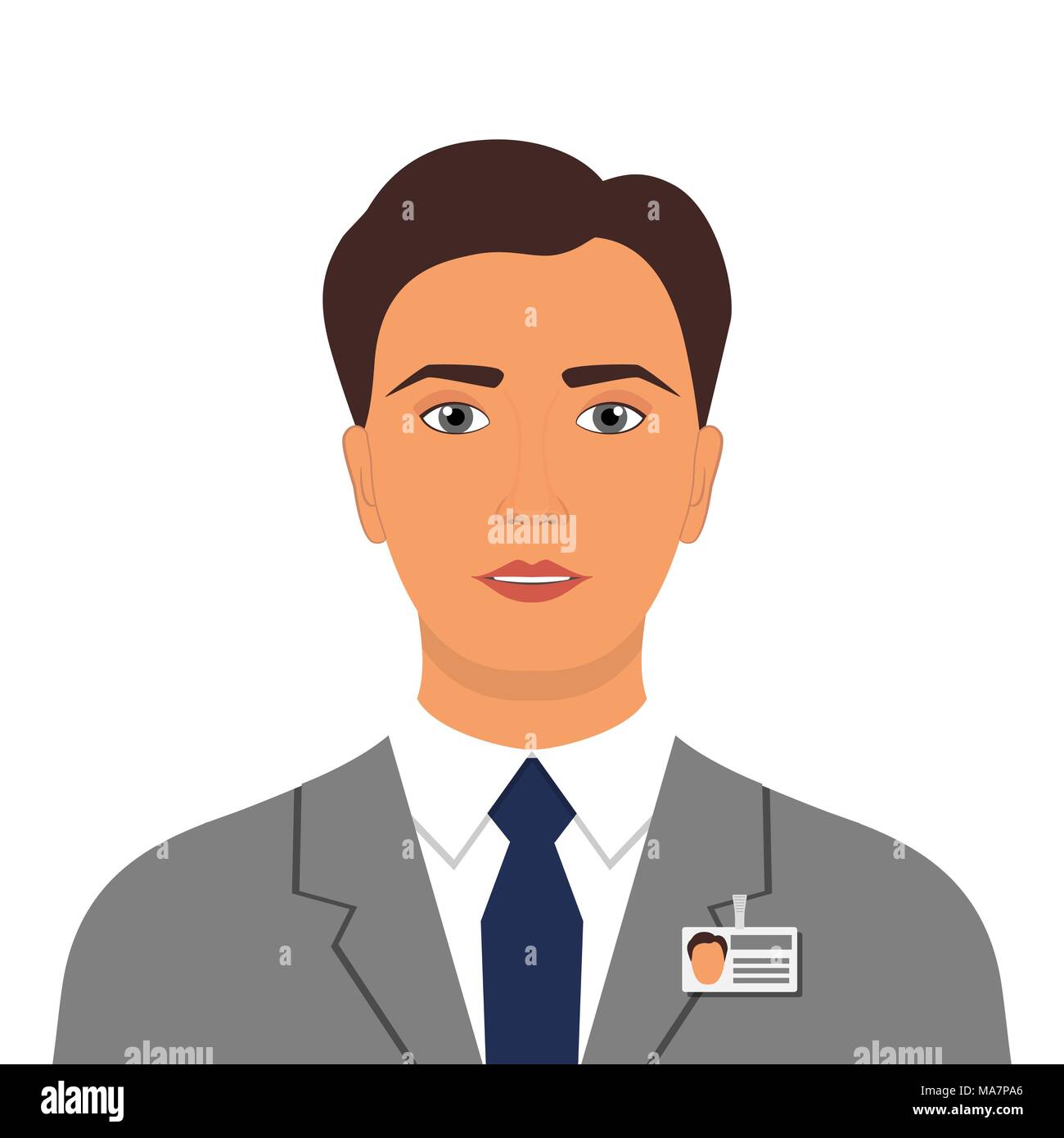 Elegante Mann in Anzug mit Abzeichen. Man business avatar Profilbild. Vector Illustration, isoliert Stock Vektor