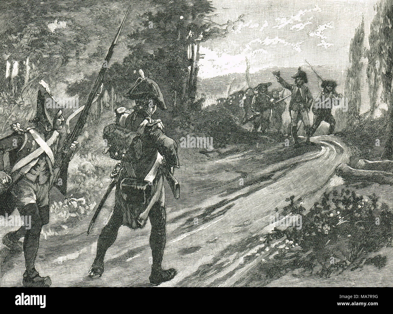 Henri de Equestre, comte de la Rochejaquelein, die Begegnung mit dem republikanischen Soldaten, 28. Januar 1794 Stockfoto