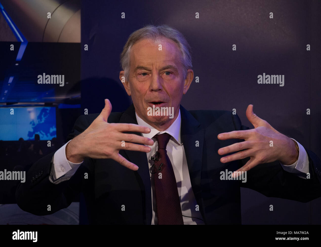 Der ehemalige Premierminister, Tony Blair in seiner Rede auf der Konferenz "Europa verändern" auf Brexit in Westminster. Er sagte, dass ein neu verhandelt Brexit deal unwahrscheinlich war. Stockfoto