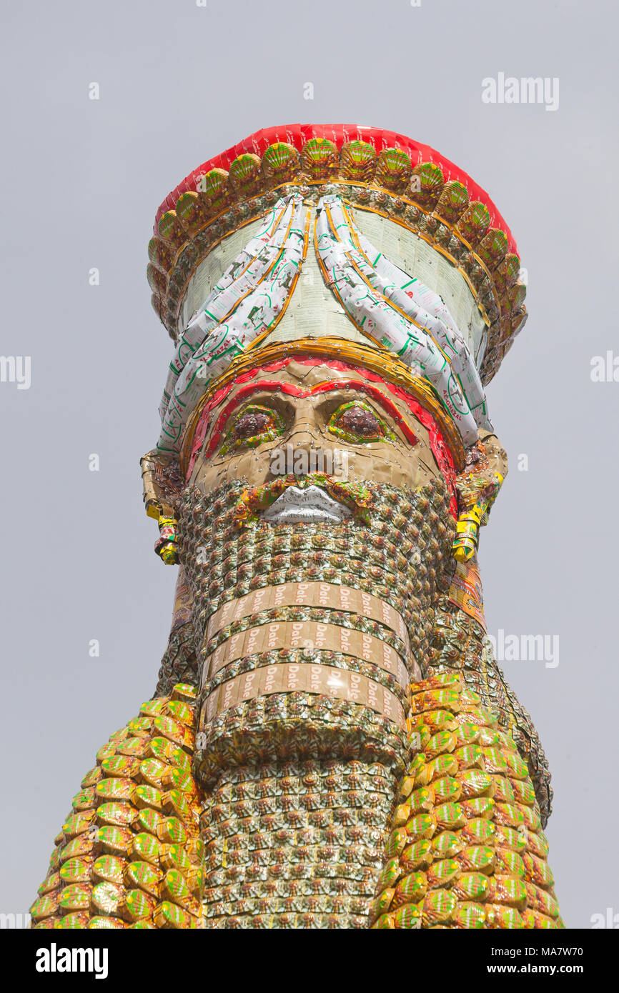 London, Trafalgar Square eine Nahaufnahme der Lamassu winged Gottheit von Ninive, die Fourth Plinth Stockfoto