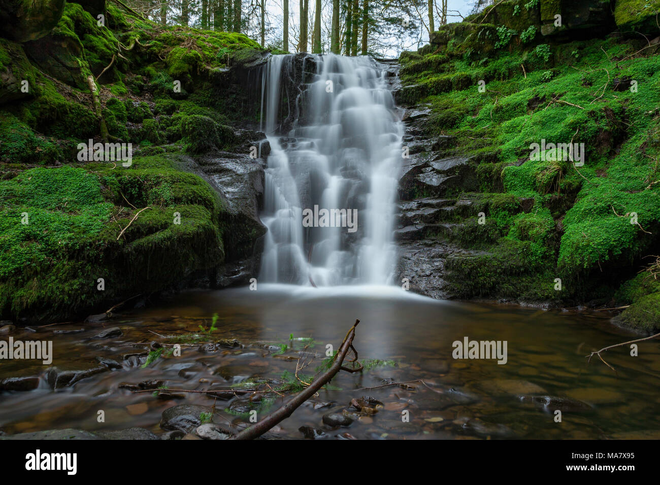Green Moss Wasserfall, Brecon Beacons National Park, Wales, Vereinigtes Königreich. Stockfoto
