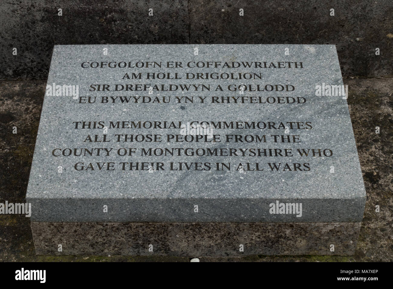 Montgomeryshire County War Memorial. Wales. Britische Inseln Stockfoto