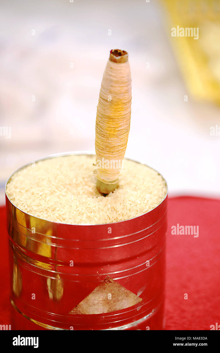 South Indian Heritage Elemente auf einer Hochzeit Tag Stockfoto