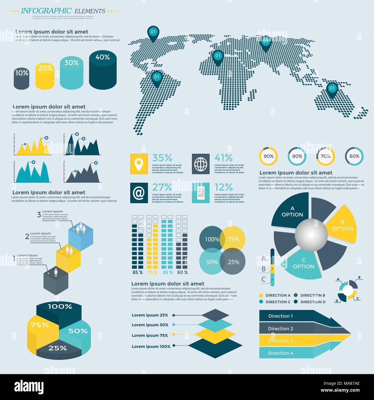 Infografiken Elements Collection-business Vector Illustration für Präsentation, Broschüre, Website, Blog, Workflow Layout, Broschüren, Banner, Karte, Ste Stock Vektor