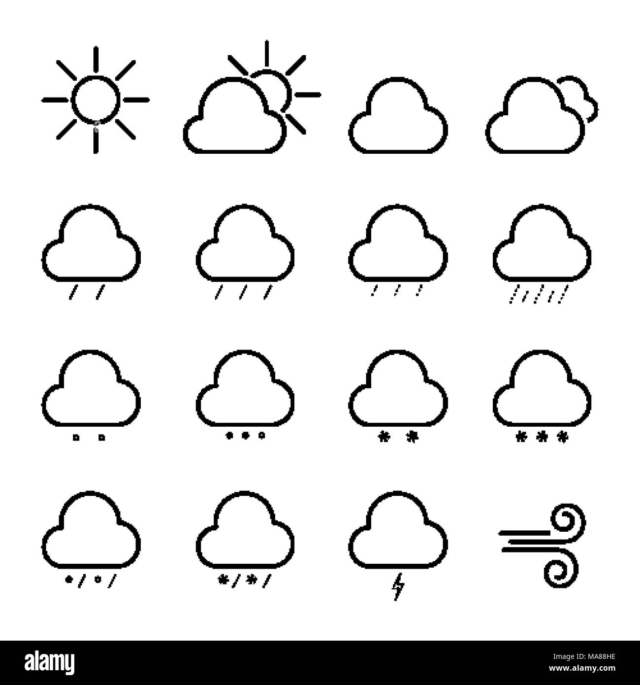 Einfache Prognose Zeile für Symbole. Wetter zeichen Sammlung Stock Vektor