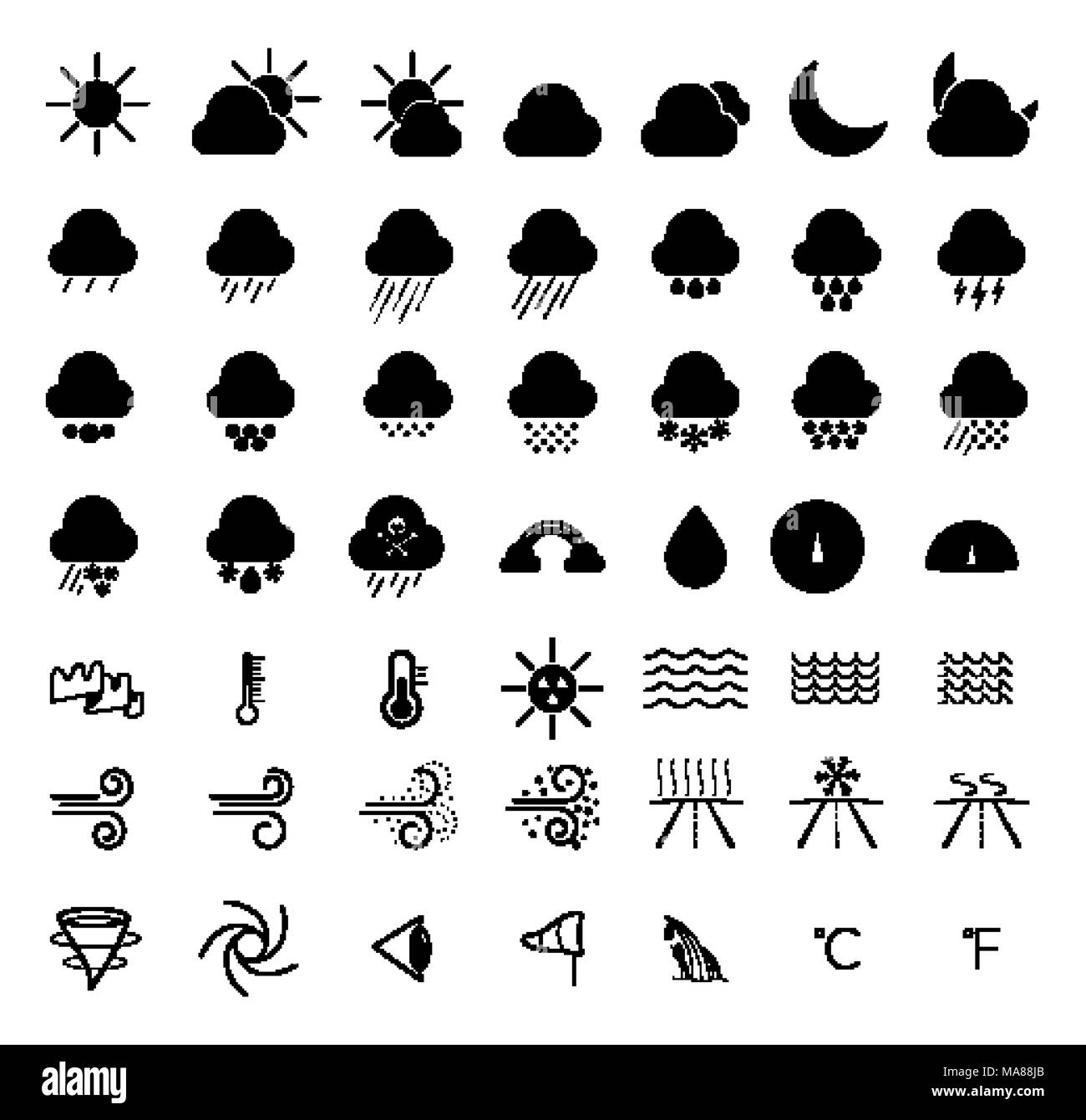 Line Wetter Symbole für Prognose, Benutzeroberfläche, Infografiken Stock Vektor