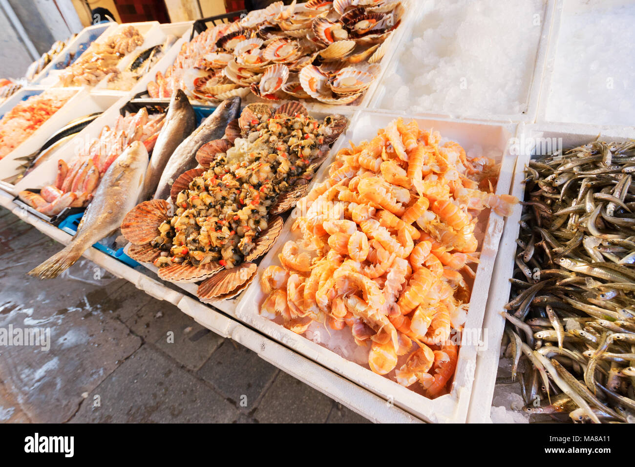 Venezianische Fischmarkt Stockfoto