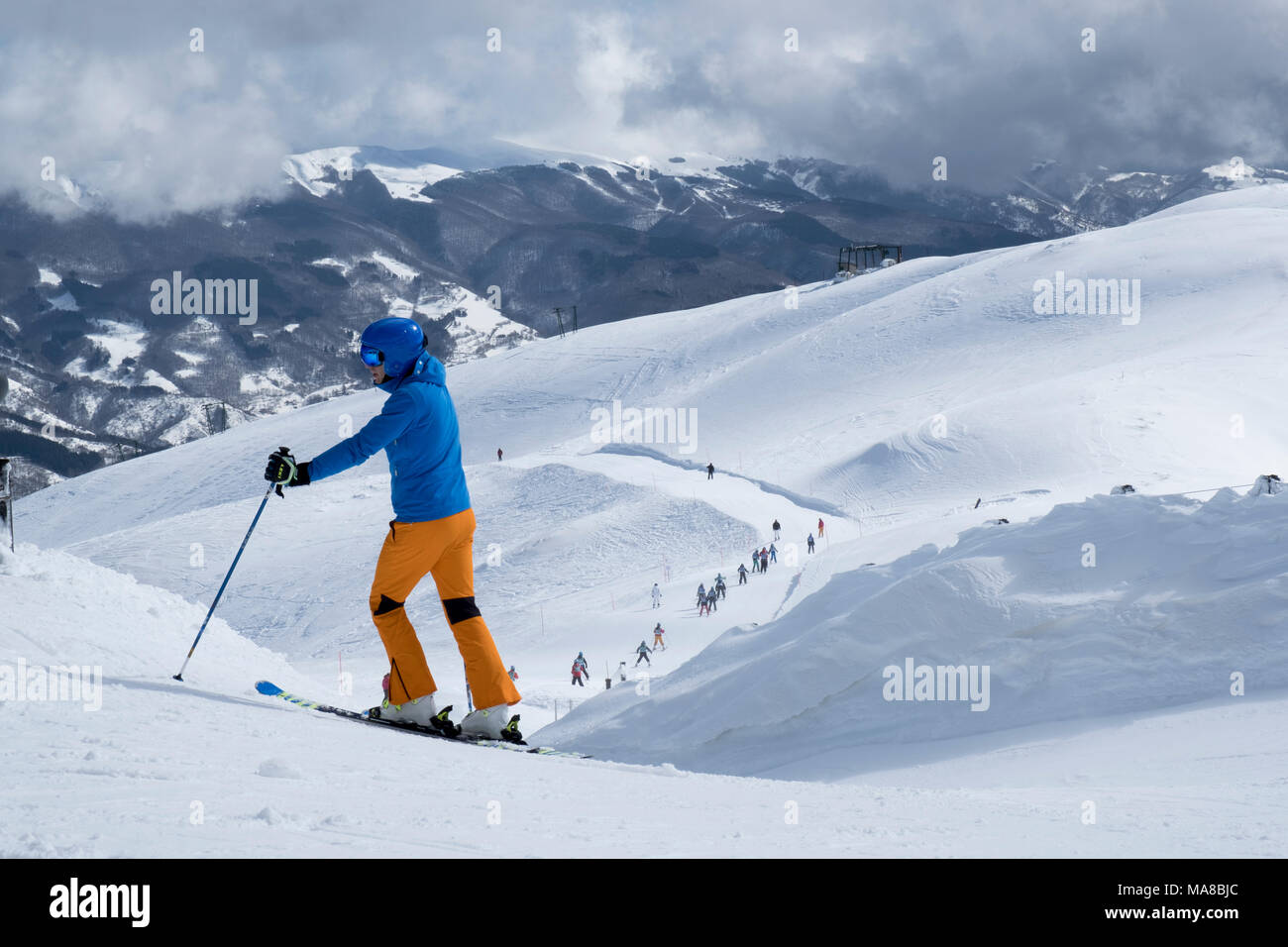 Abetone Italien - Skifahrer Stockfoto