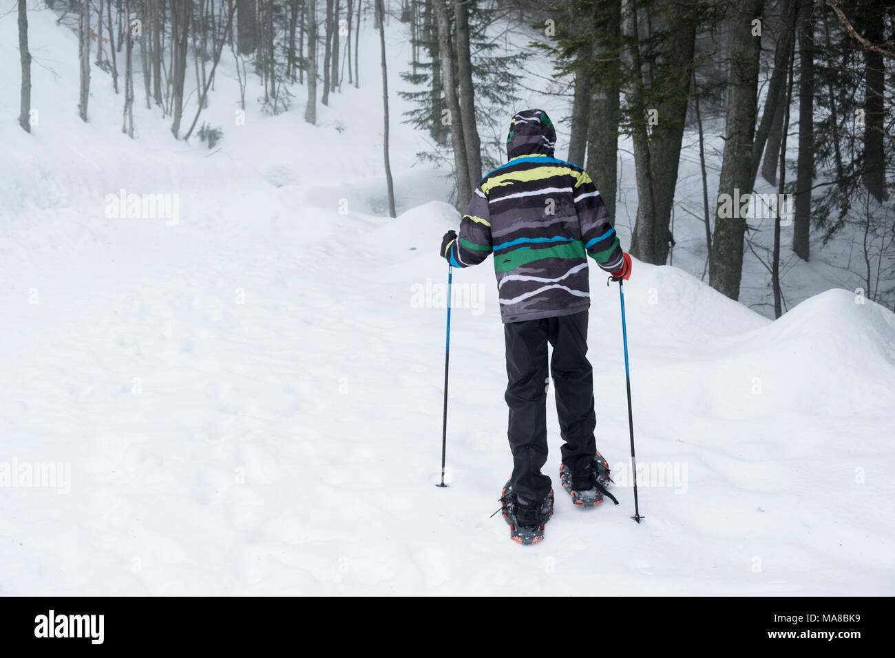 Wanderer mit Schneeschuhen Stockfoto