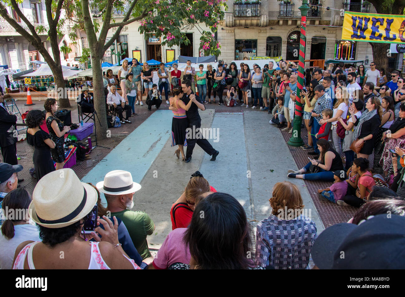 Tango an der Feria de San Telmo, Buenos Aires, Argentinien Stockfoto