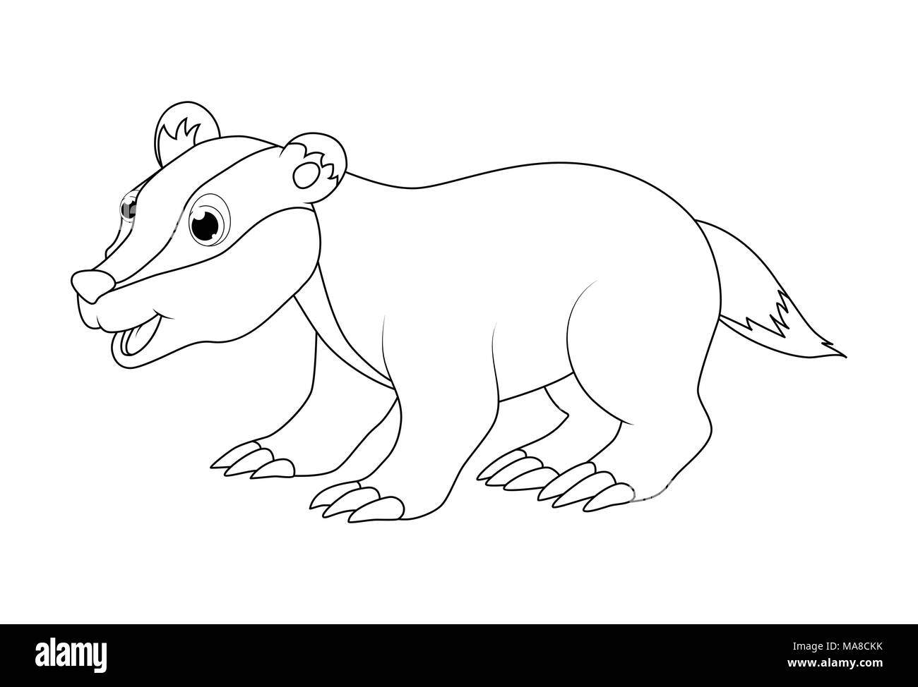 Cartoon badger Umrisse auf weißem Hintergrund Stock Vektor