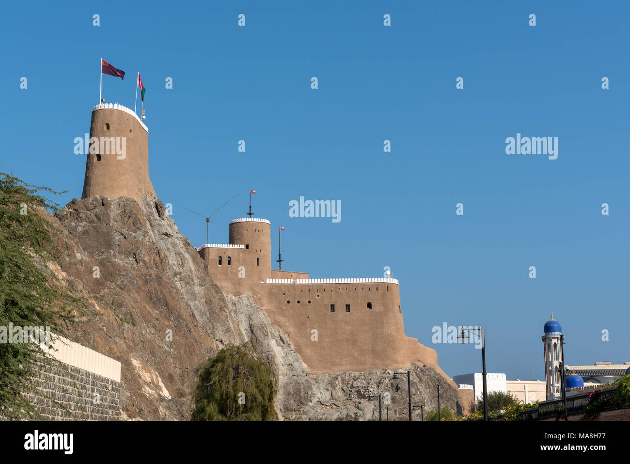 Fort Al-Mirani Naval defensive fort an der Küste des Alten Muscat (mutrah), Oman Stockfoto