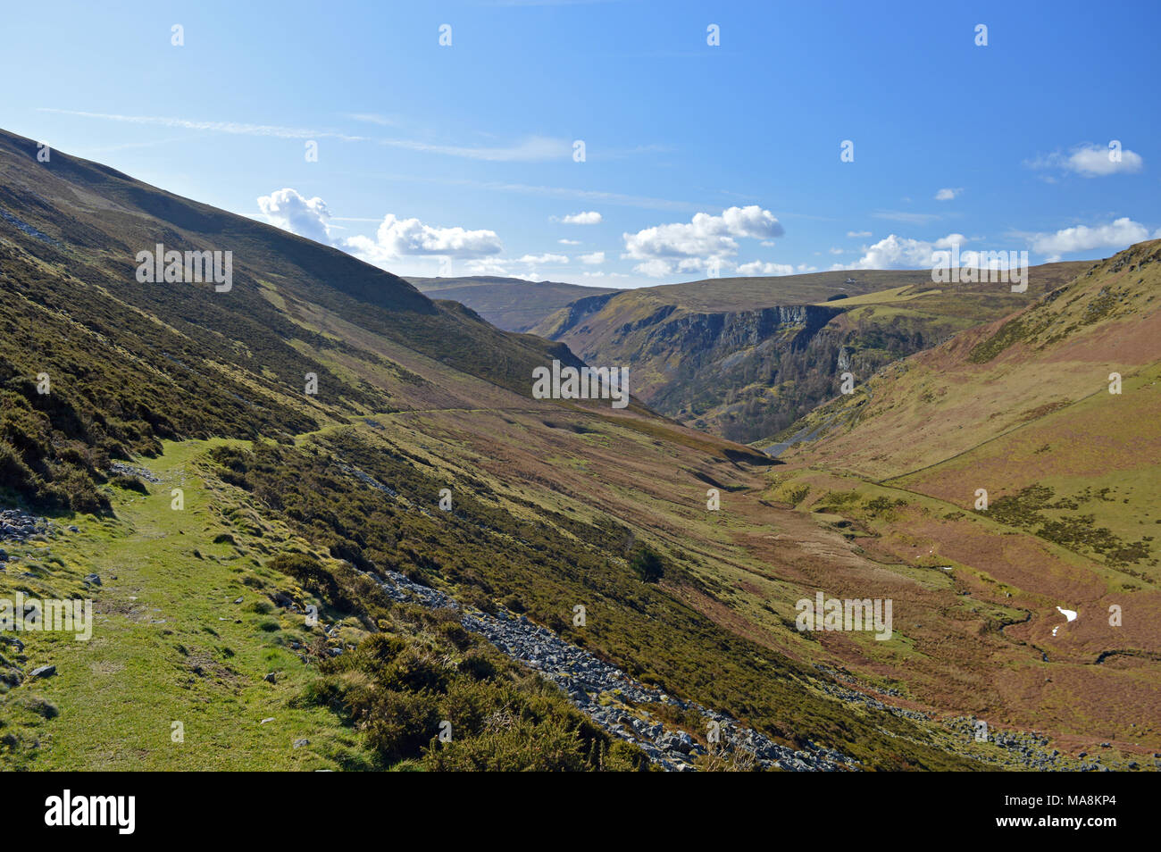 Cadair Berwyn Mountains an Pistyll Rhaeadr Stockfoto