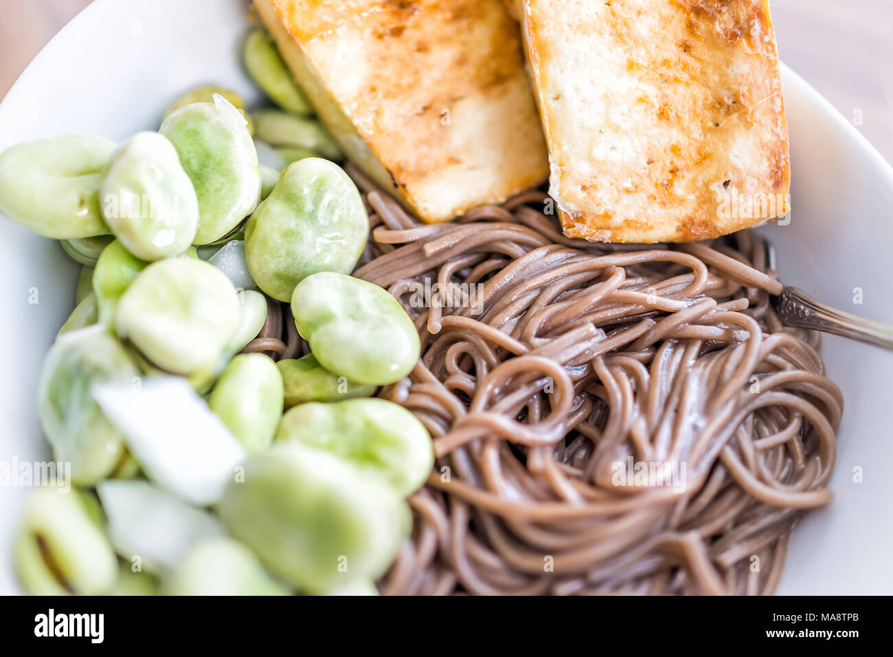 Makro Nahaufnahme von Soba Buchweizen Nudeln japanisches Essen ...