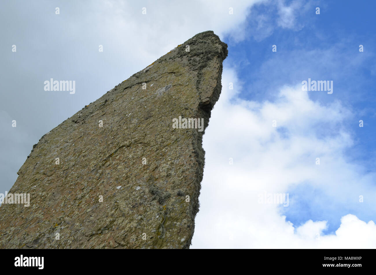 Stehende Steine von Stenness, Jungsteinzeit Megalithen auf der Insel Mainland (Orkney, Schottland) Stockfoto