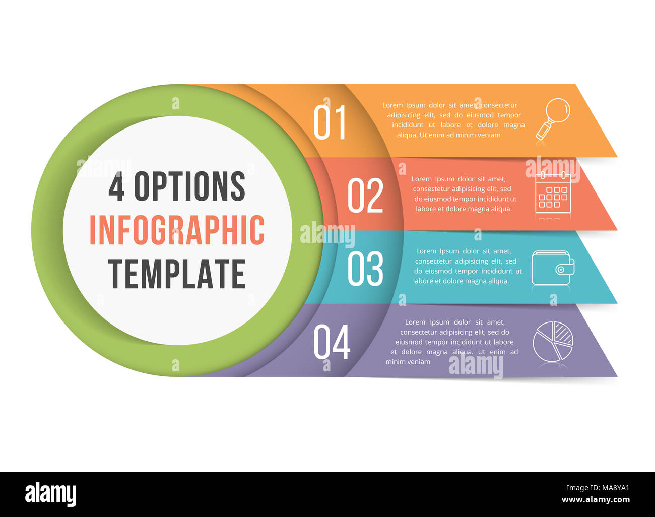 Infografik Vorlage mit vier Schritte und Optionen, Workflow, Prozessdiagramm, Vector EPS 10 Abbildung Stockfoto