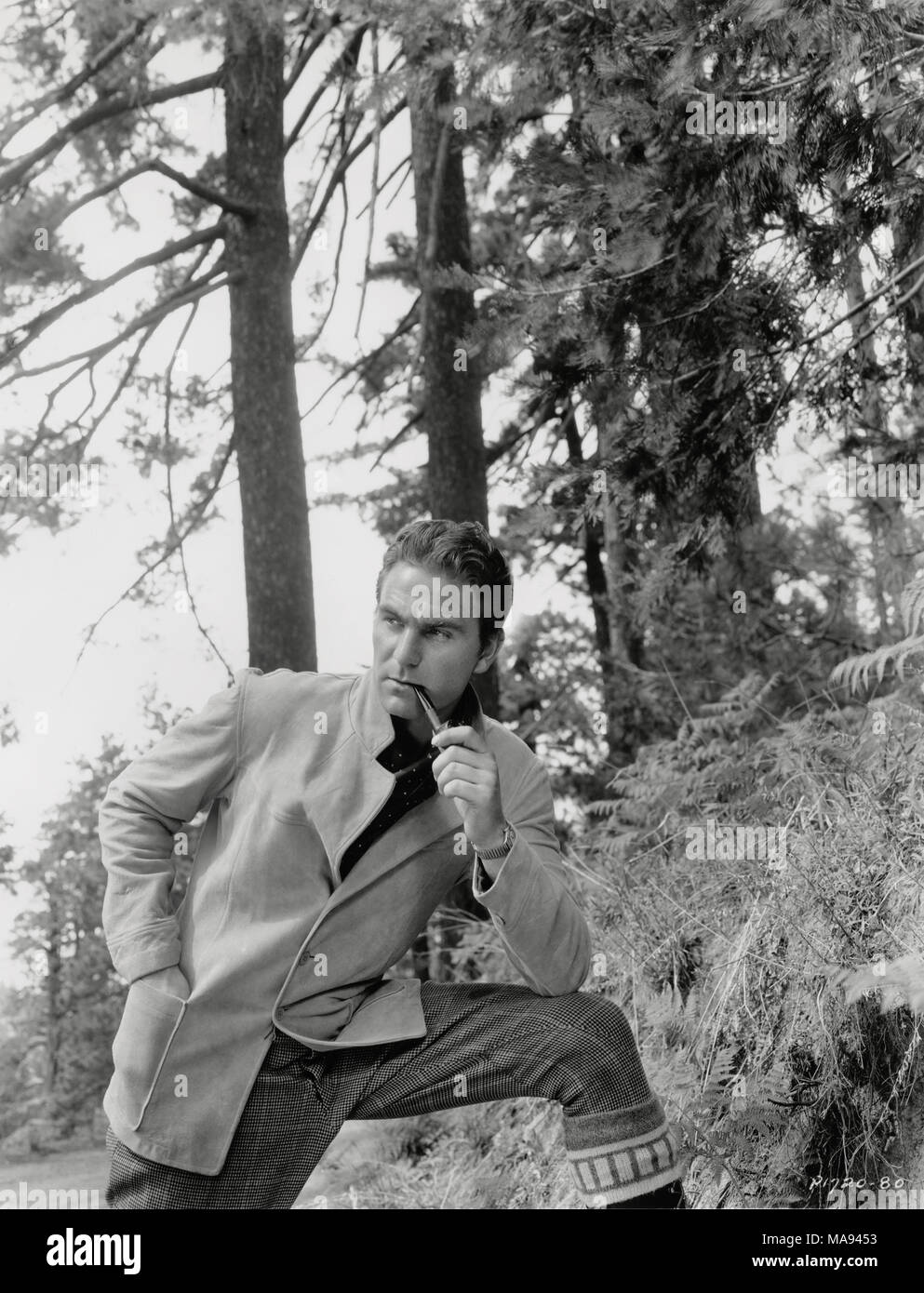 Schauspieler Henry Wilcoxon, Werbung Porträt Rauchen Pfeife, Paramount Pictures, 1934 Stockfoto