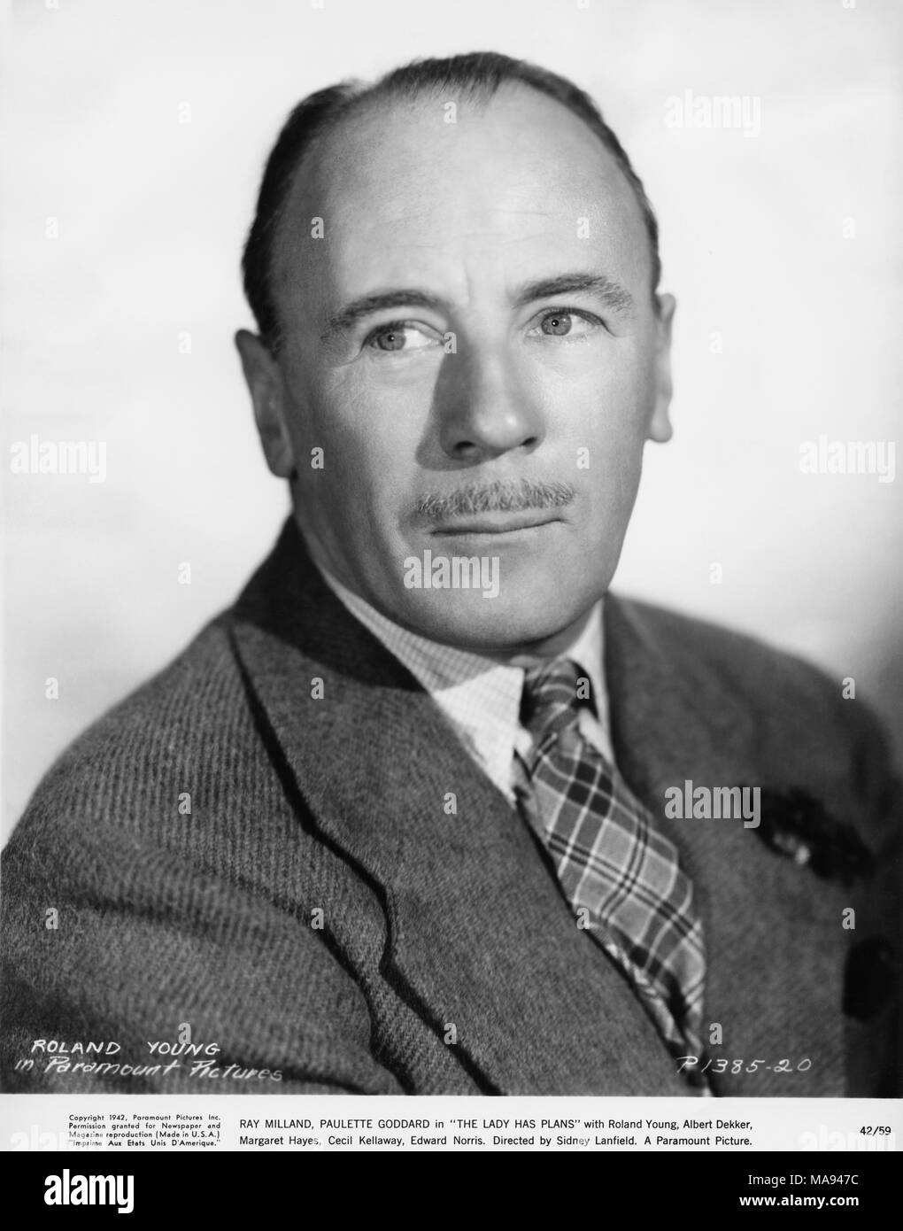 Roland Jung, Werbung Portrait für den Film, "Die Dame Pläne', Paramount Pictures, 1942 hat Stockfoto