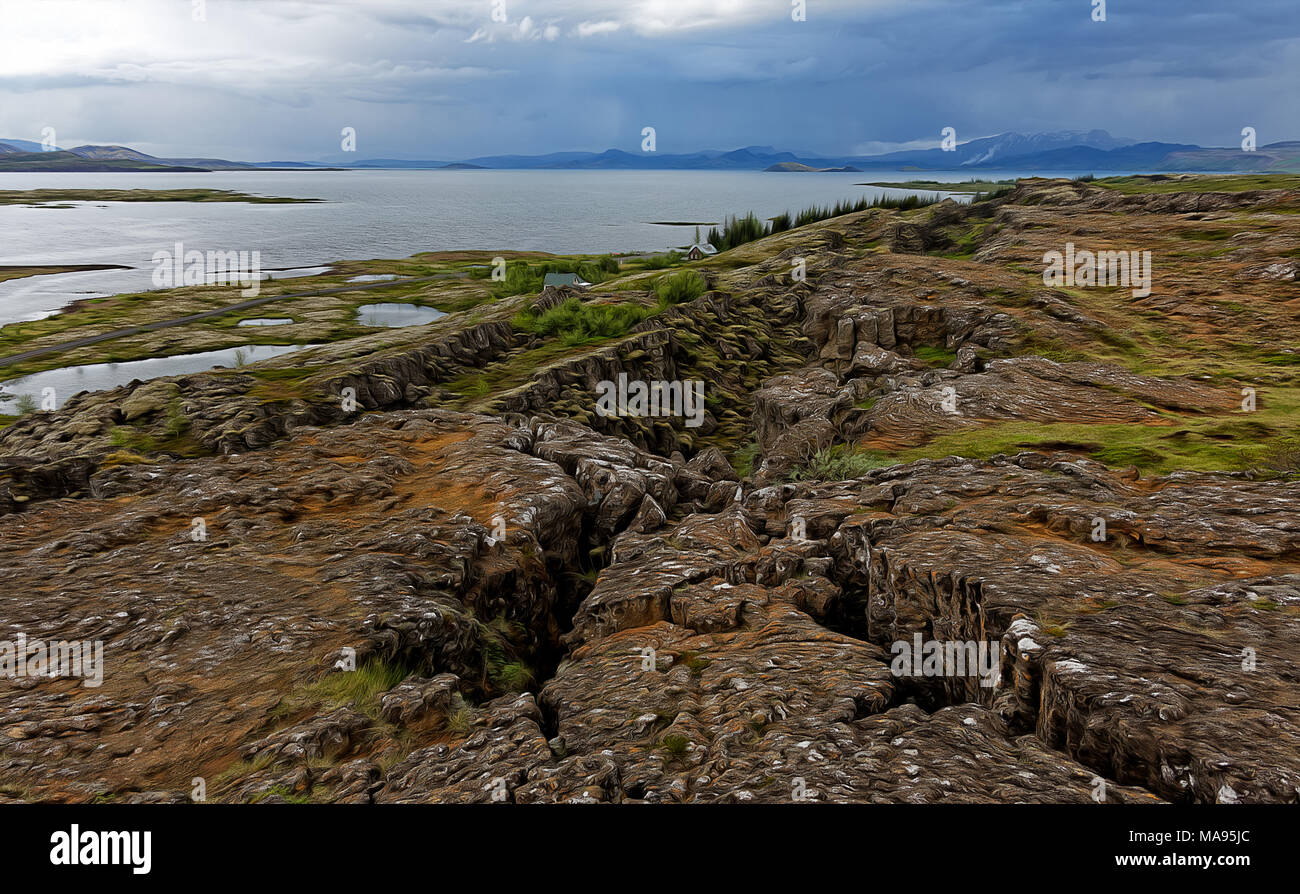 Þingvellir Þingvellir-Nationalpark. Stockfoto