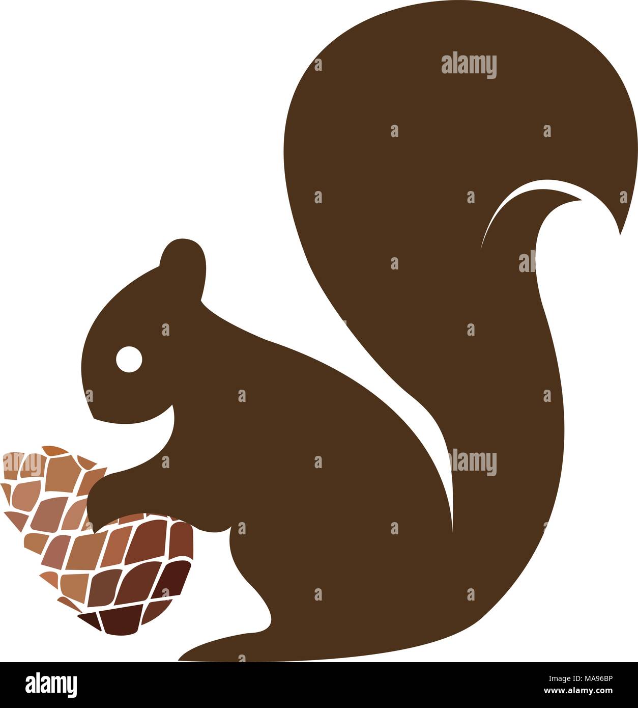 Eichhörnchen mit einem Tannenzapfen. Vector Illustration Stock Vektor