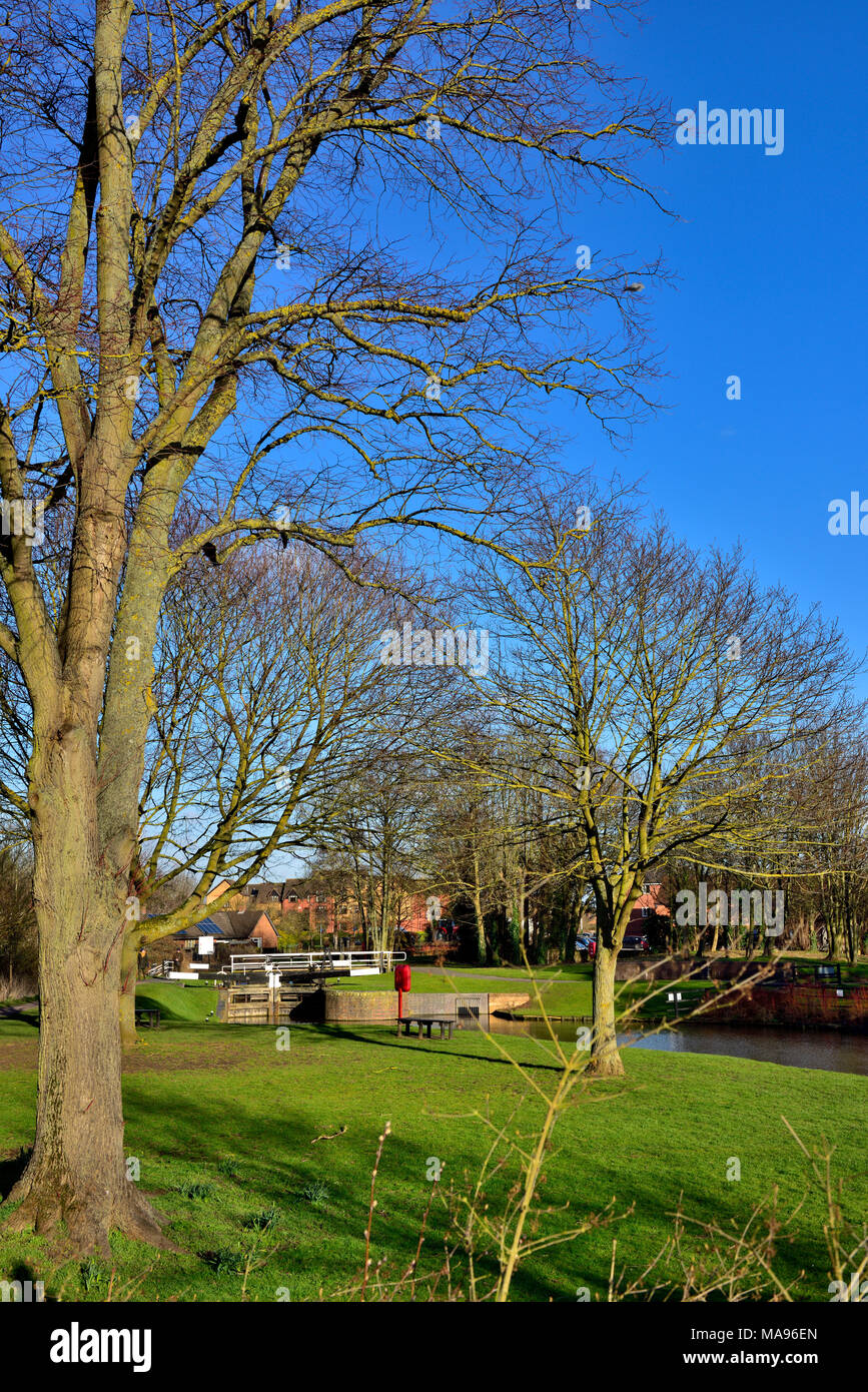 Reben Park am Ufer des Flusses Salwarpe, Droitwich Spa, Großbritannien Stockfoto