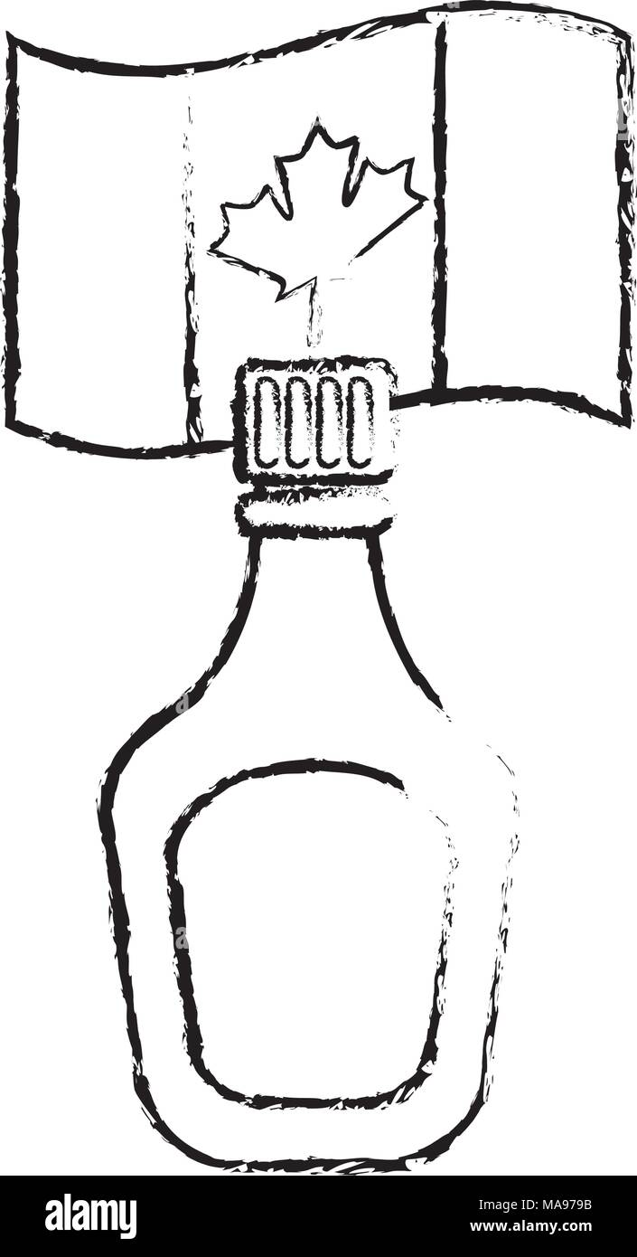 Flasche Sirup Ahorn und kanadischen Flagge Stock Vektor