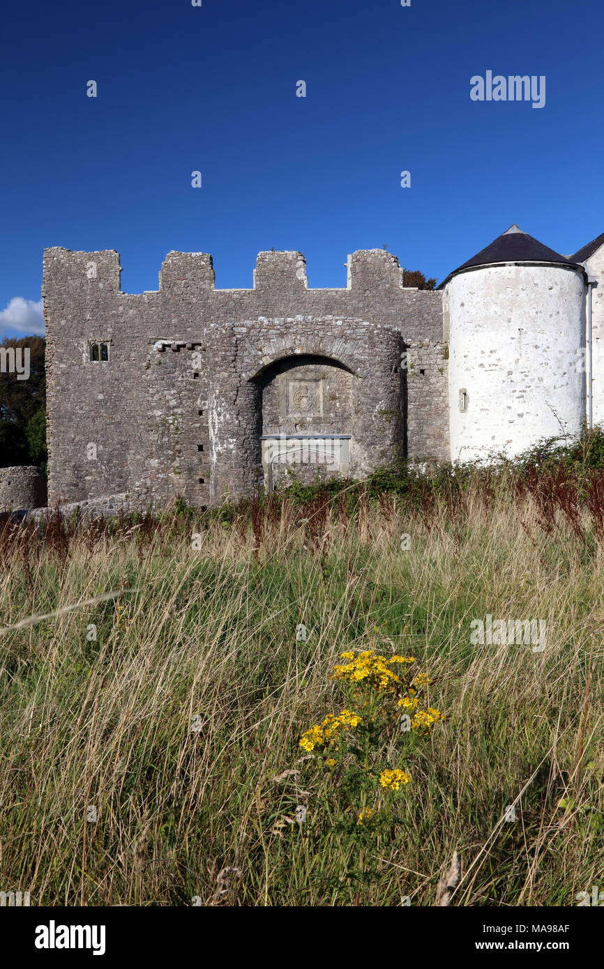 Oxwich Castle auf der Halbinsel Gower, Wales, UK. Stockfoto