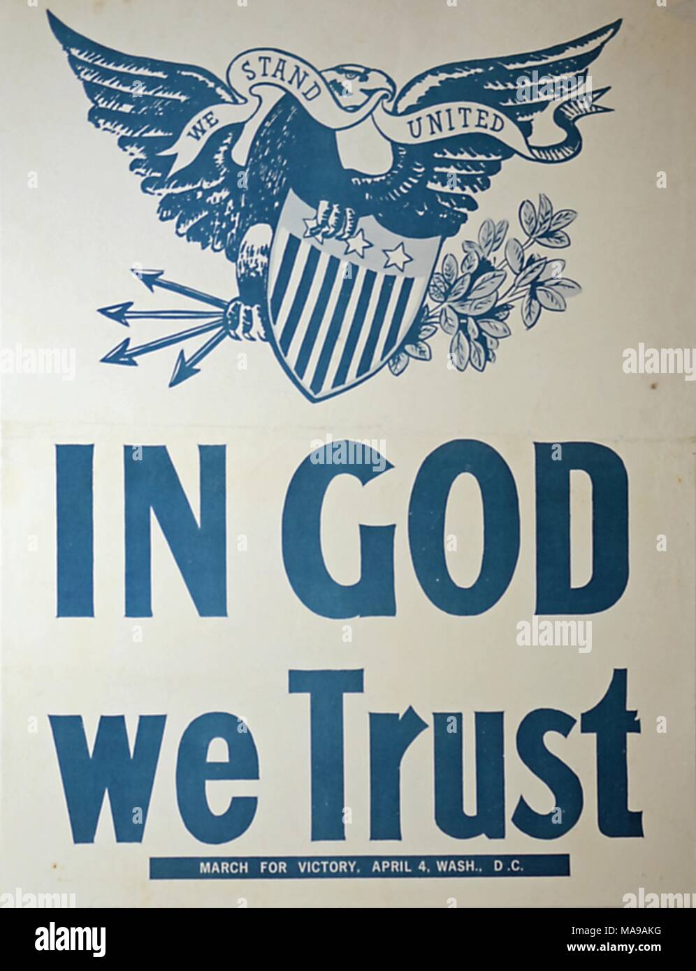 Poster für einen Vietnam Krieg Pro-krieg März für Sieg in Washington, DC, mit patriotischen Bildern und dem Slogan "In God We Trust', 1970. () Stockfoto