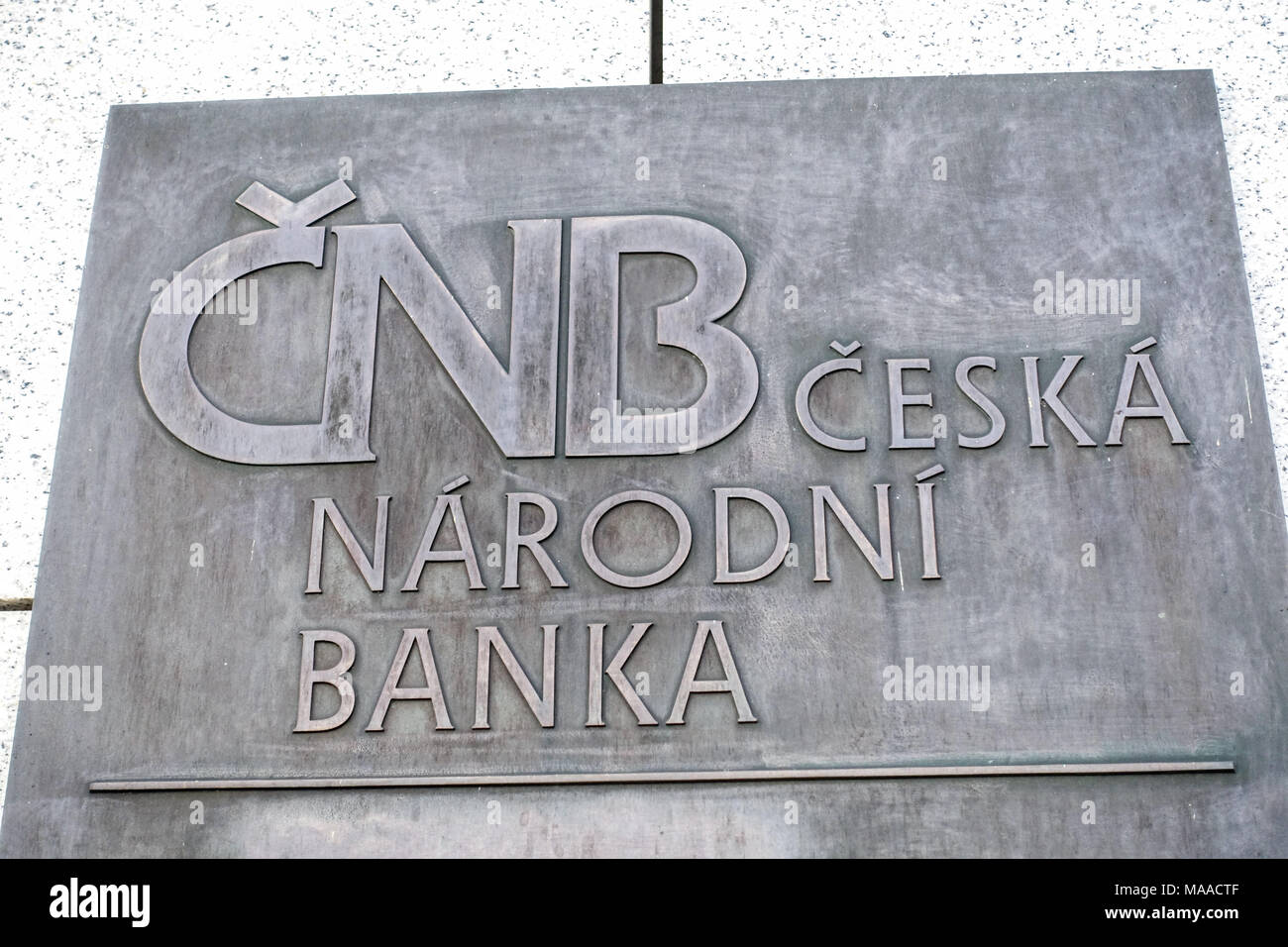 CNB Prag Tschechische Nationalbank Logo, Schild Stockfoto