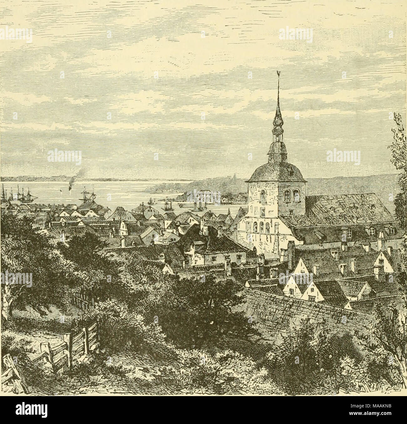 . Die Erde und ihre Bewohner. . Seine Umgebung ist charmant. Neben der Universität, hat die Stadt eine Marineschule, mehrere Fachgesellschaften und ein Observatorium. Seine exzellenten Hafen erlaubt es umfangreicher Handel, der war früher fast ausschließlich in den Händen der Bewohner von Oldenburg (2.608 Einwohner), einem verfallenen Stadt auf der Halbinsel Wagria zu tragen. Der Kieler Bucht ist eine der schönsten an der Ostsee. Es durchschnittlich 3 Meilen in der Breite, und dringt über 9 Meilen Stockfoto