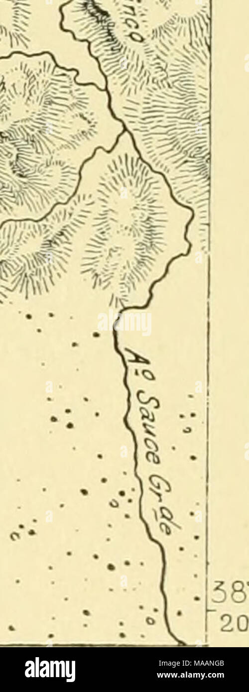 . Die Erde und ihre Bewohner. . R/esi oder Greenwich 62 - 6145 - 12 Meilen. Unter den erhabensten Highlands auf dem südlichen Kontinent. Sie sind daher als bloße Fragmente von enormen Massen, die fast ausschließlich durch Verwitterung aufgelöst wurden, angesehen werden. Das Tal des kleinen Sauce Rio Grande, die Handelsströme zwischen der Ventana und der Pillahuinco reicht, war früher ein gletscherbach. Die Ventana erhält sogar noch ein wenig Schnee im Winter. Der Name bedeutet "Fenster", hat zu einer Öffnung in der Nähe der Gipfel, durch die ein Blick auf den blauen Himmel hatte sein können. Die s Stockfoto