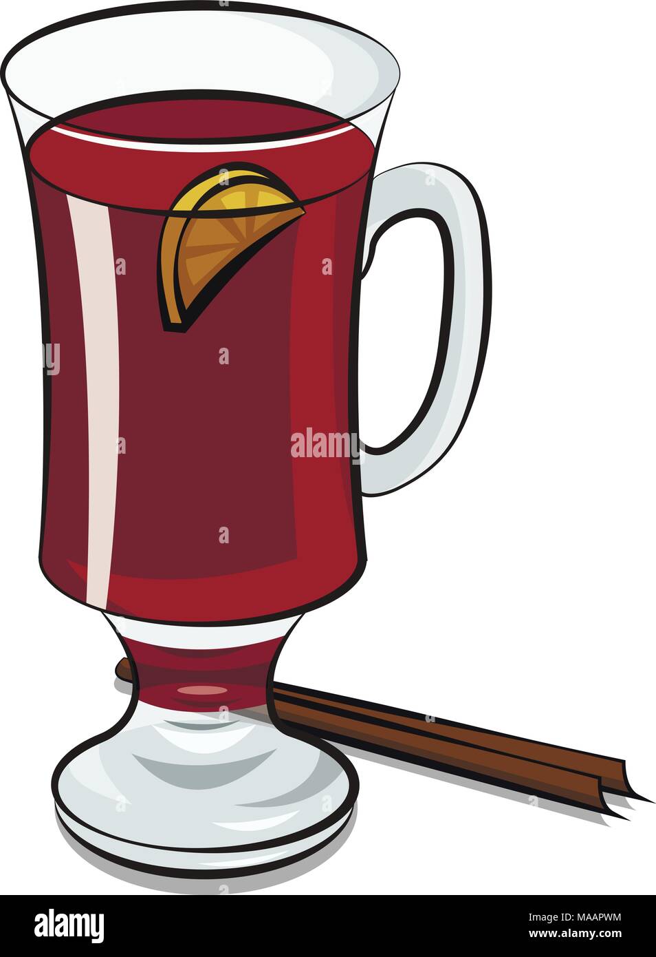 Glühwein mit Zitrone und Zimt Stock Vektor