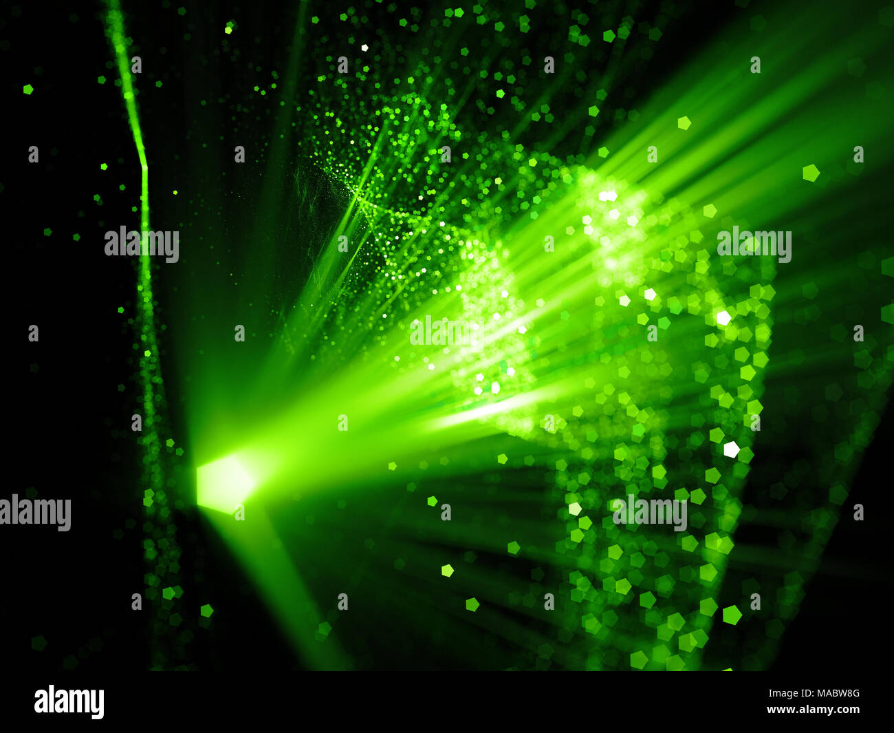 Grün leuchtende innovierte Raumfahrt, Computer-generierte Zusammenfassung Hintergrund, 3D-Rendering Stockfoto