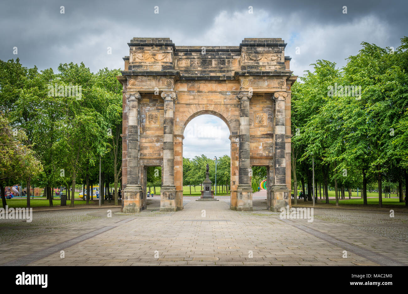 McLennan Arch Green Park in Glasgow, Schottland. Stockfoto