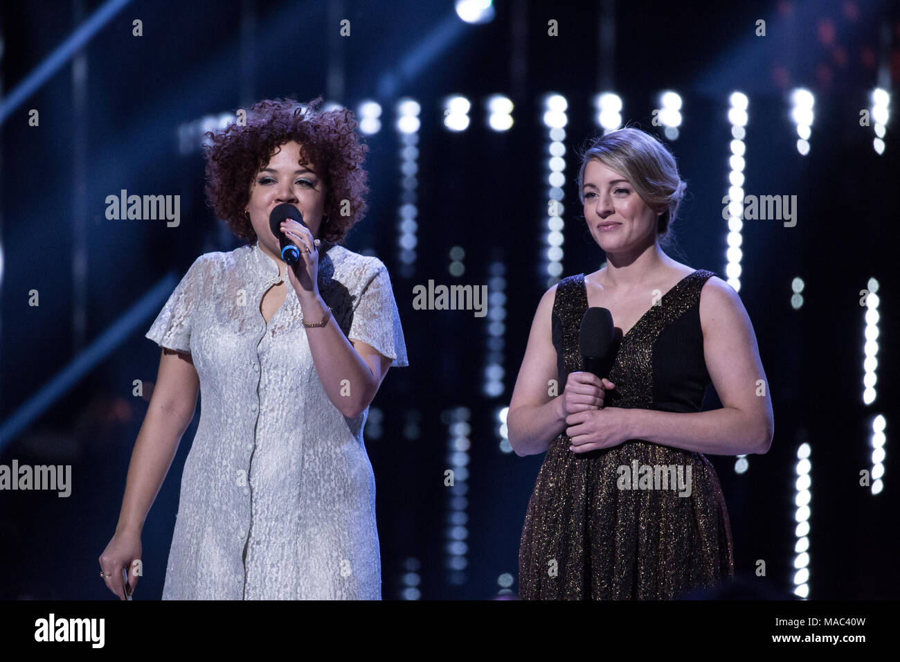 Vancouver, Kanada. 26. März, 2018. Jasmyn Burke von Webarten und Heritage Minister Mélanie Joly an der Juno Awards 2018 in Vancouver vorhanden. Credit: B Stockfoto