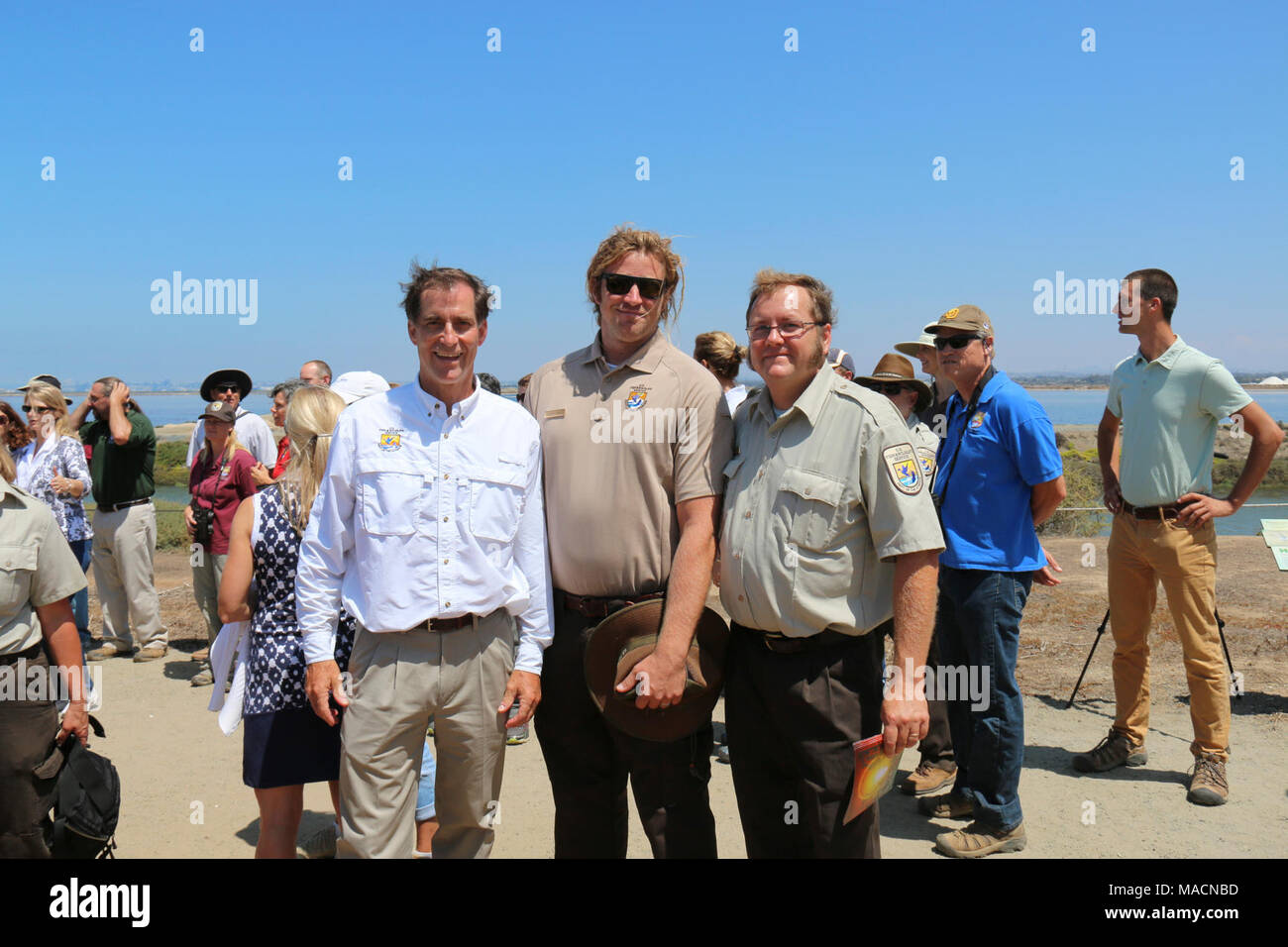 USFWS Director Dan Ashe mit Trichter Mountain National Wildlife Refuge. Stockfoto