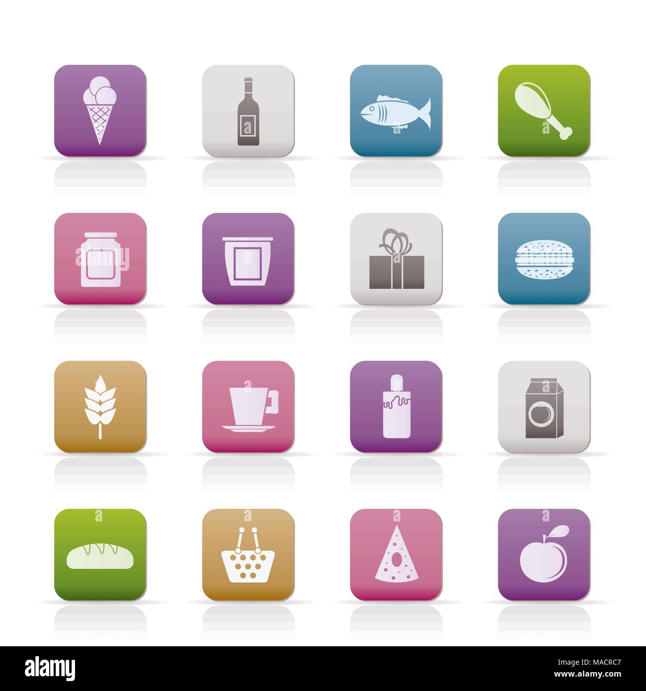 Einkaufen, Essen und Trinken Symbole - Vektor Icon Set Stock Vektor