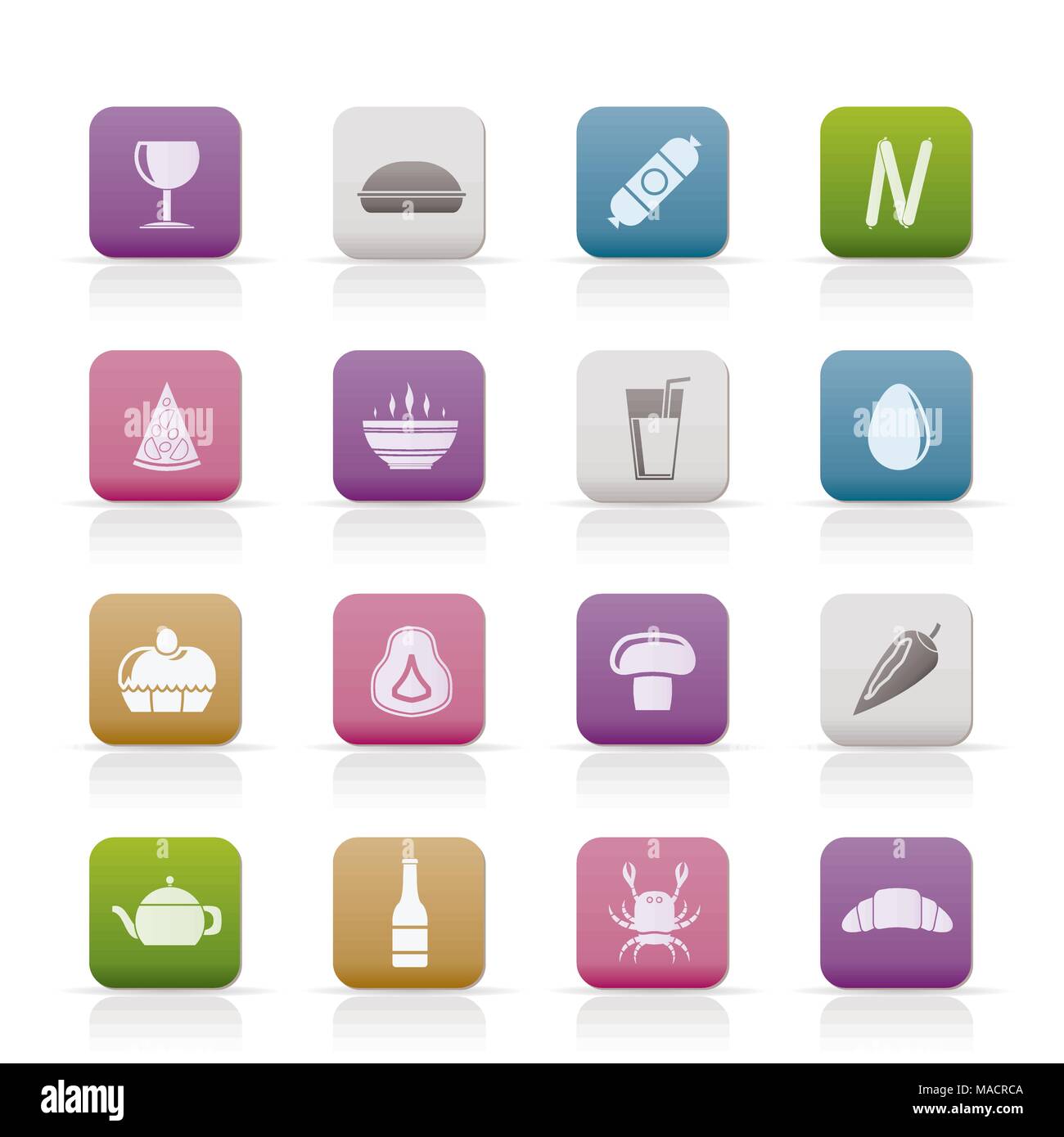 Einkaufen, Essen und Trinken Symbole - Vektor Icon Set 2 Stock Vektor