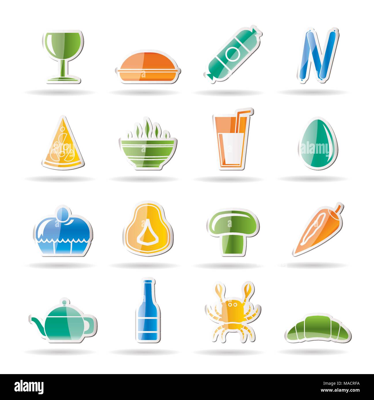Einkaufen, Essen und Trinken Symbole - Vektor Icon Set 2 Stock Vektor