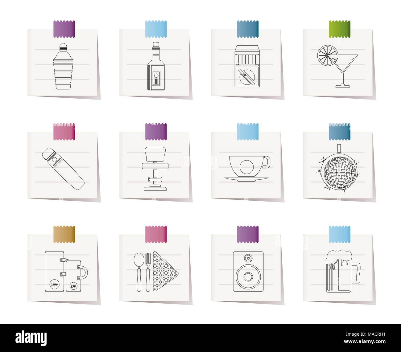 Night Club, Bar und trinken Symbole - Vektor Icon Set Stock Vektor